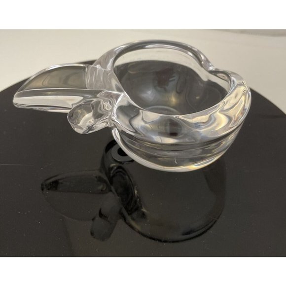 Art Vannes France French Crystal Clear Stemmed Apple Trinket Dish Signed - EUC - Picture 5 of 8